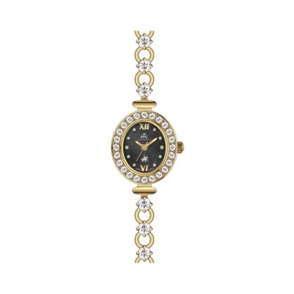 Paris Polo Club PPC-FD12-GD-BK Sparkling Crystal Bezel Bracelet Strap Women Watch 